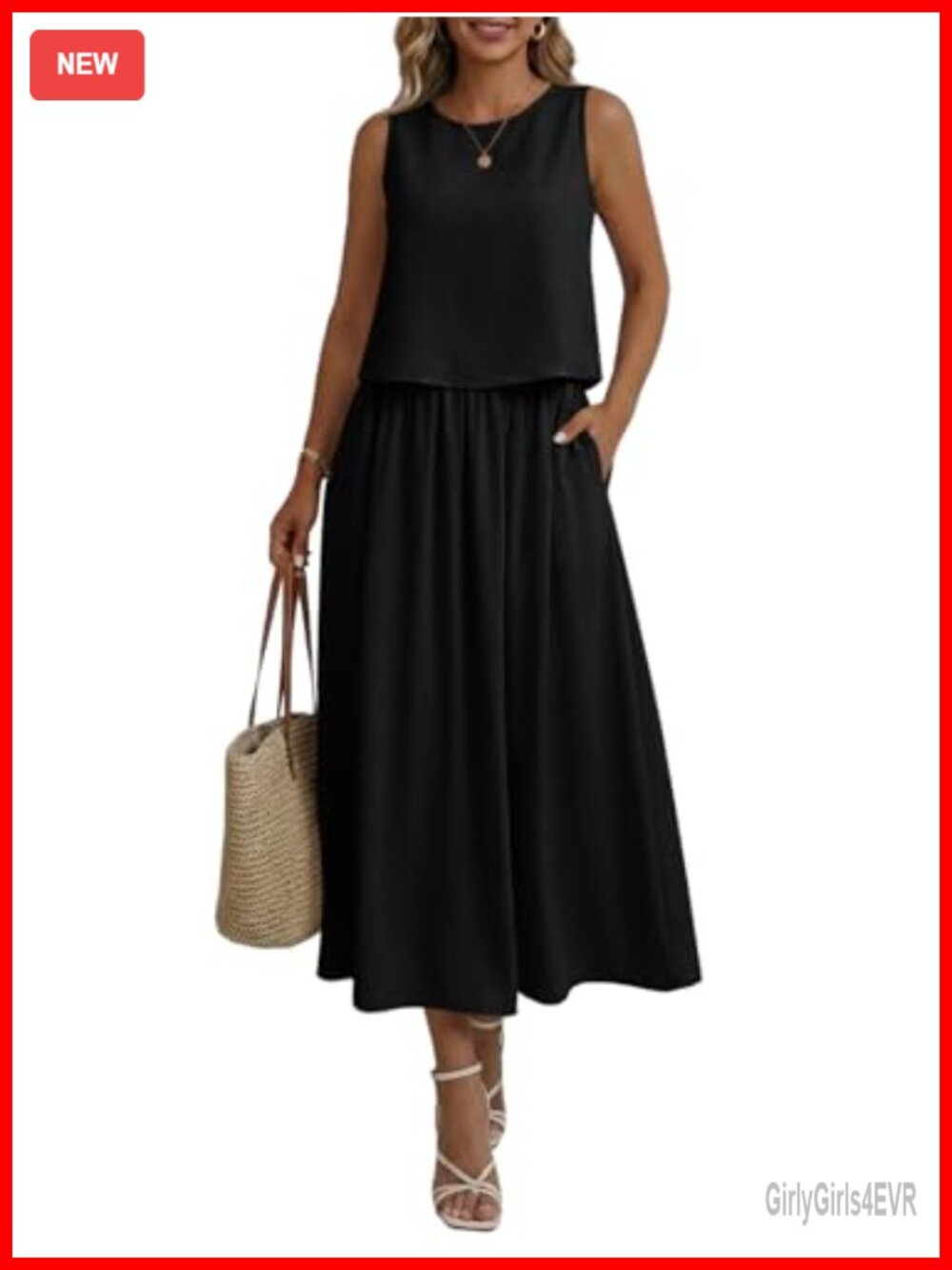 Womens 2 Piece Skirt Set Sleeveless Tank Top Maxi Skirt Summer Outfit